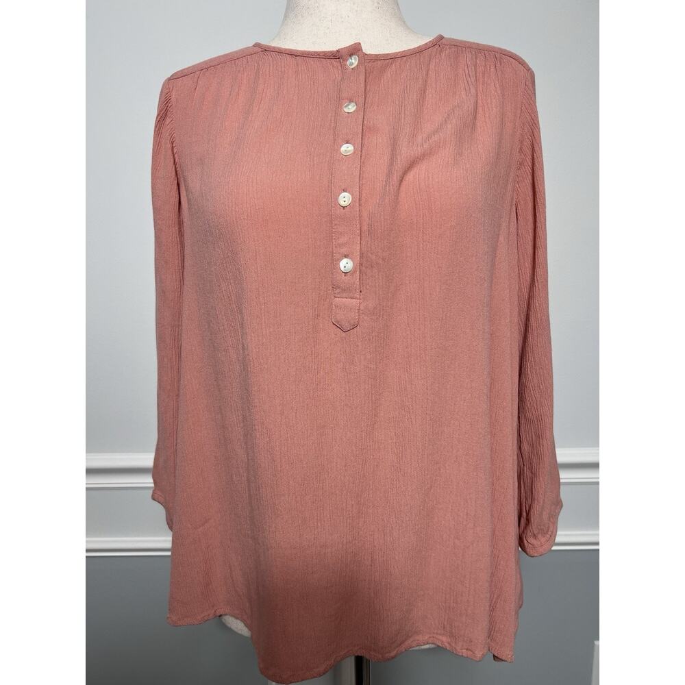 J. JILL-Pure-(M) Top-Gauze-Boho-Lagenlook-Beachy-Coastalgrandma-resortwear-Blush